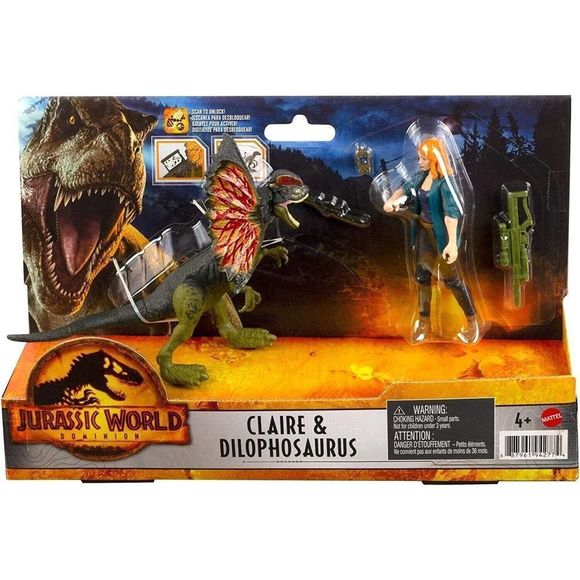 Jurassic World: Dominion Claire & Dilophosaurus Dinosaur Figure Pack - Picture 1 of 5